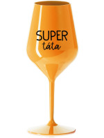 SUPER TÁTA - oranžová nerozbitná sklenice na víno 470 ml