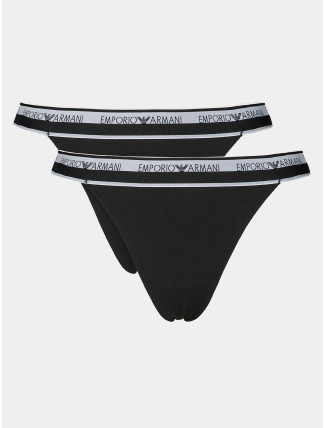 Dámská tanga 2Pack 164522 4R227 00020 černá - Emporio Armani