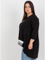 Černá tunika plus size s potiskem sloganu