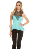 Elegantní top s peplum a krajkou