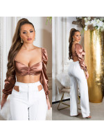 Sexy top Koucla Satin Look s dlouhými rukávy