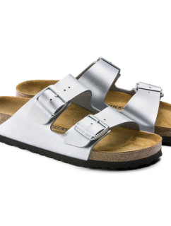 Dámské stříbrné žabky Birkenstock Arizona Birko-Flor Silver regular wide (1012282)