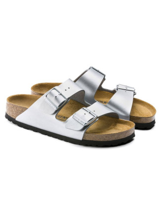 Dámské stříbrné žabky Birkenstock Arizona Birko-Flor Silver regular wide (1012282)