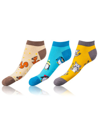 Zábavné nízké crazy ponožky unisex v setu 3 páry CRAZY IN-SHOE SOCKS 3x - BELLINDA - hnědá