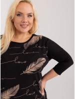 Černá dámská halenka plus size s 3/4 rukávem