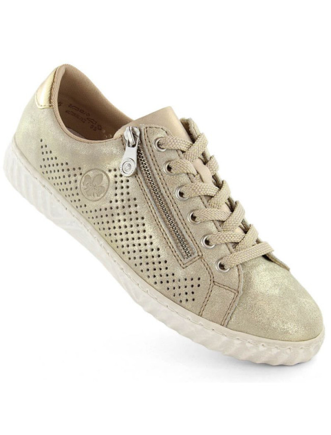 Kožená pohodlná polobotka Rieker W RKR694 beige