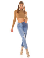 Sexy Highwaist Bi-Color Mom Jeans Použitý vzhled