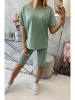 Set top+legíny tmavě mint