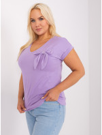 Fialová halenka plus size s krátkým rukávem