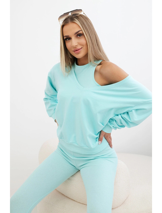 3dílný set mikina + top + legíny mint