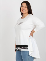 Ecru mikina plus size tunika s 3/4 rukávem