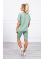 Set top+legíny tmavě mint