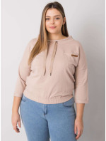 Světle béžová mikina plus size bez kapuce Pasadena