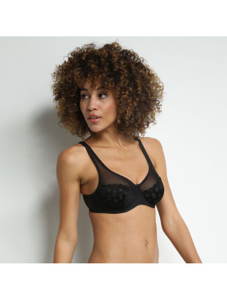 Dámská krajková podprsenka DIM GENEROUS BRODERIE UNDERWIRE BRA - DIM - černá