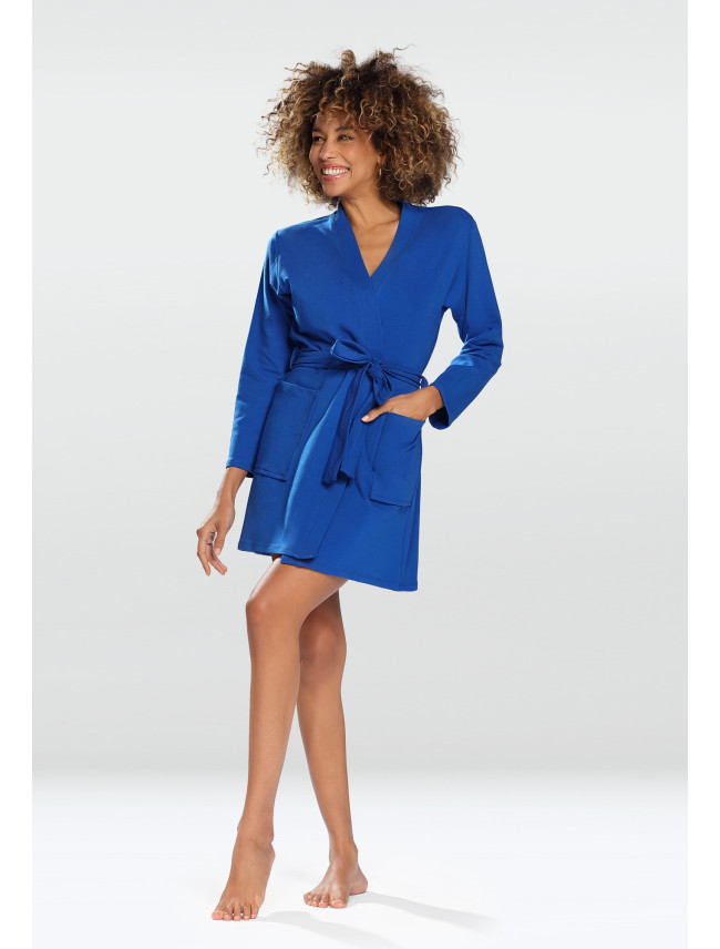 DKaren Housecoat Pola Dark Blue