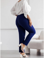 Tmavě modré elegantní dámské kalhoty plus size (728)