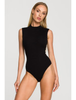 M697 High neck sleeveless bodysuit - black