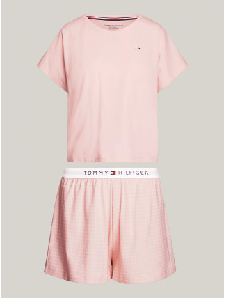 Dámské pyžamo SS JERSEY PJ SET UW0UW05425 0SK sv. růžové - Tommy Hilfiger