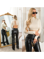 Sexy KouCla Long Sleeve Crop Shirt laced