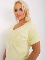 Světle žlutá dámská halenka plus size s kapsou