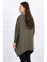 Oversize mikina s asymetrickými stranami khaki