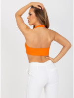 Základní oranžový crop top z žebrované bavlny RUE PARIS