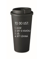 TO DO LIST:  BÝT ÚŽASNÁ - černý termohrnek 475 ml