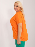 Fluo oranžová halenka plus size s kulatým výstřihem