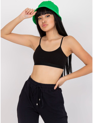 Černý sportovní crop top s vycpanými košíčky