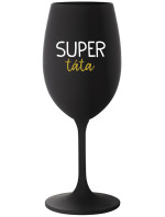 SUPER TÁTA - černá sklenice na víno 350 ml