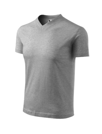 V-neck tričko unisex tmavě šedý melír