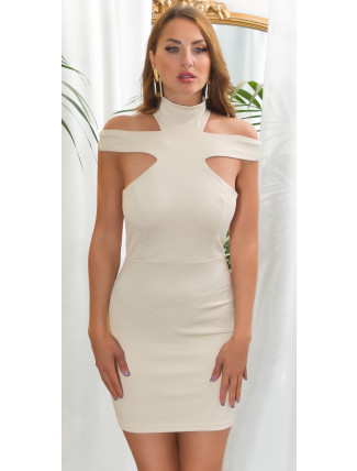 Sexy KouCla mini dress with Collar & Cut outs