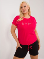 Červená ležérní halenka plus size s nápisem