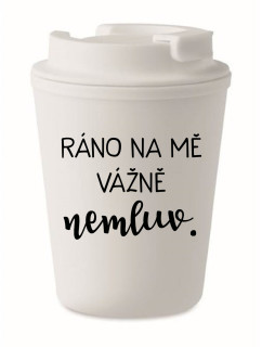 RÁNO NA MĚ VÁŽNĚ NEMLUV. - bílý termohrnek 300 ml