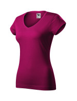 Fit V-neck tričko dámské fuchsia red