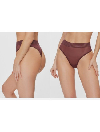 Dámské kalhotky Tempting Sheer Highwaist String 2P - Decadent Chocolate - hnědé 7572 - TRIUMPH