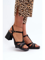 Sandály na podpatku C-146 černé - Step in style