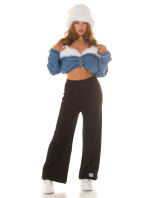 Sexy Highwaist Loungewear rozšířené kalhoty žebrované