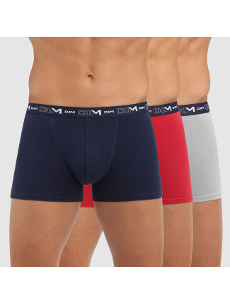 Pánské boxerky 3 ks DIM COTTON STRETCH BOXER 3x - DIM - tmavě modrá