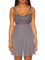 Sexy KouCla strap mini dress w. Pearls & sequins