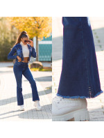 Sexy tmavý denim použitý vzhled flarred Jeans