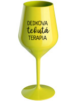 DEDKOVA TEKUTÁ TERAPIA - žltý nerozbitný pohár na víno 470 ml