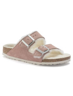 Birkenstock Arizona Suede Leather Shearling Pink Clay LAF insulated žabky úzké (1023258) dámské