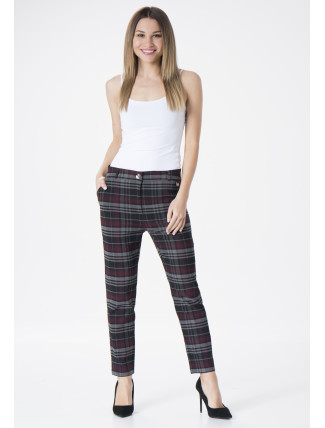 MiR Kalhoty 259 Grey/Maroon Checked