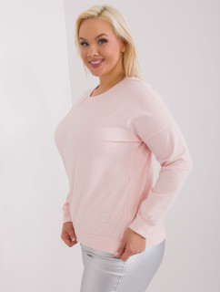 Světle růžová halenka plus size s dlouhým rukávem