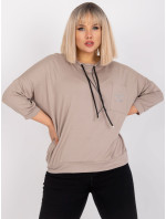 Tmavě béžová halenka plus size s aplikací Robert