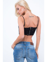 Černý flitrový crop top