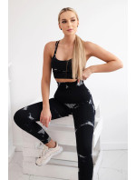 Fitness set top+ legíny push up černý