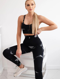 Fitness set top+ legíny push up černý