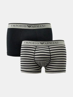 Pánské boxerky 2Pack 111210 4R542 černé/proužek - Emporio Armani